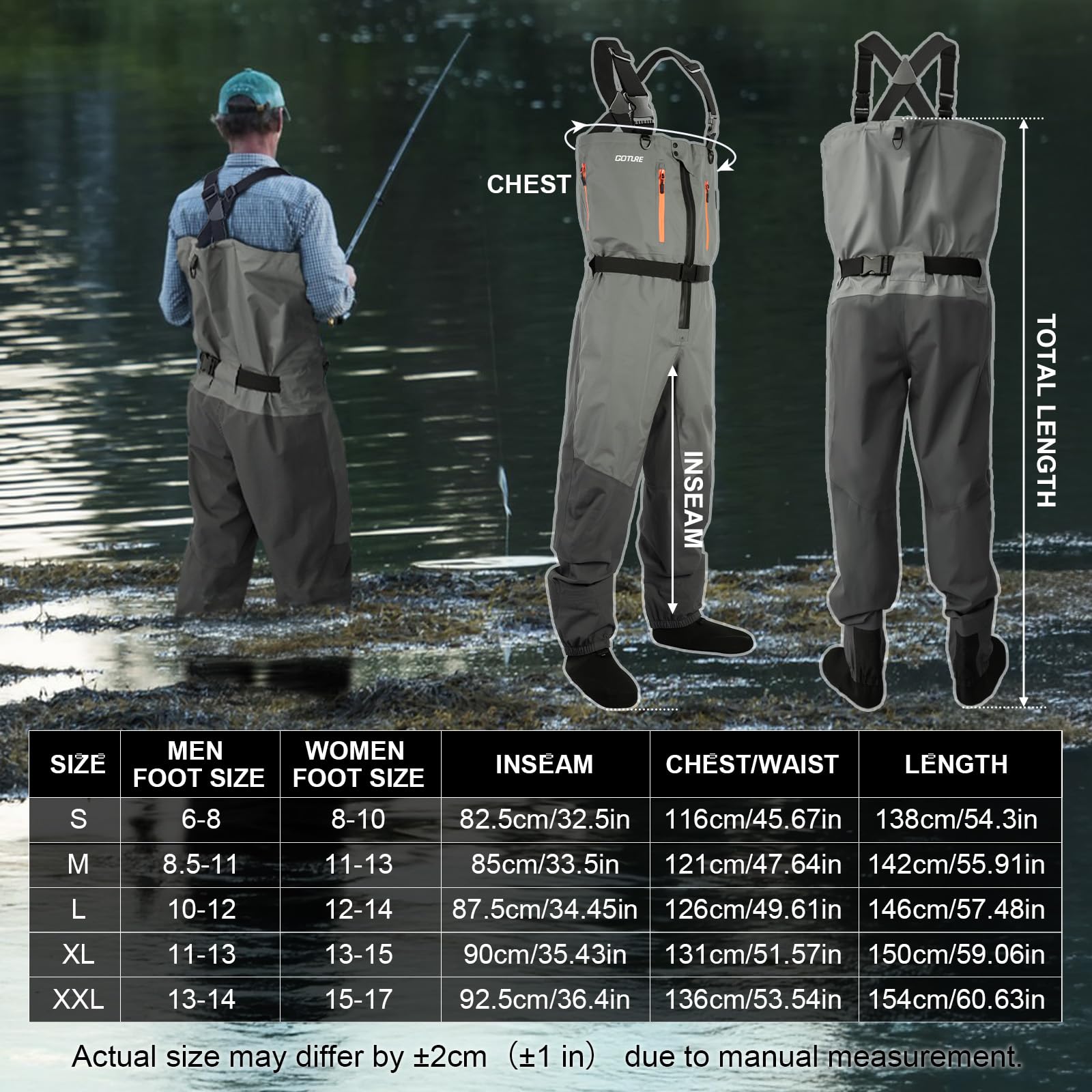 Fishing Waders - Goture 5-слойные водонепроницаемые рыболовные охотничьи нагрудные
